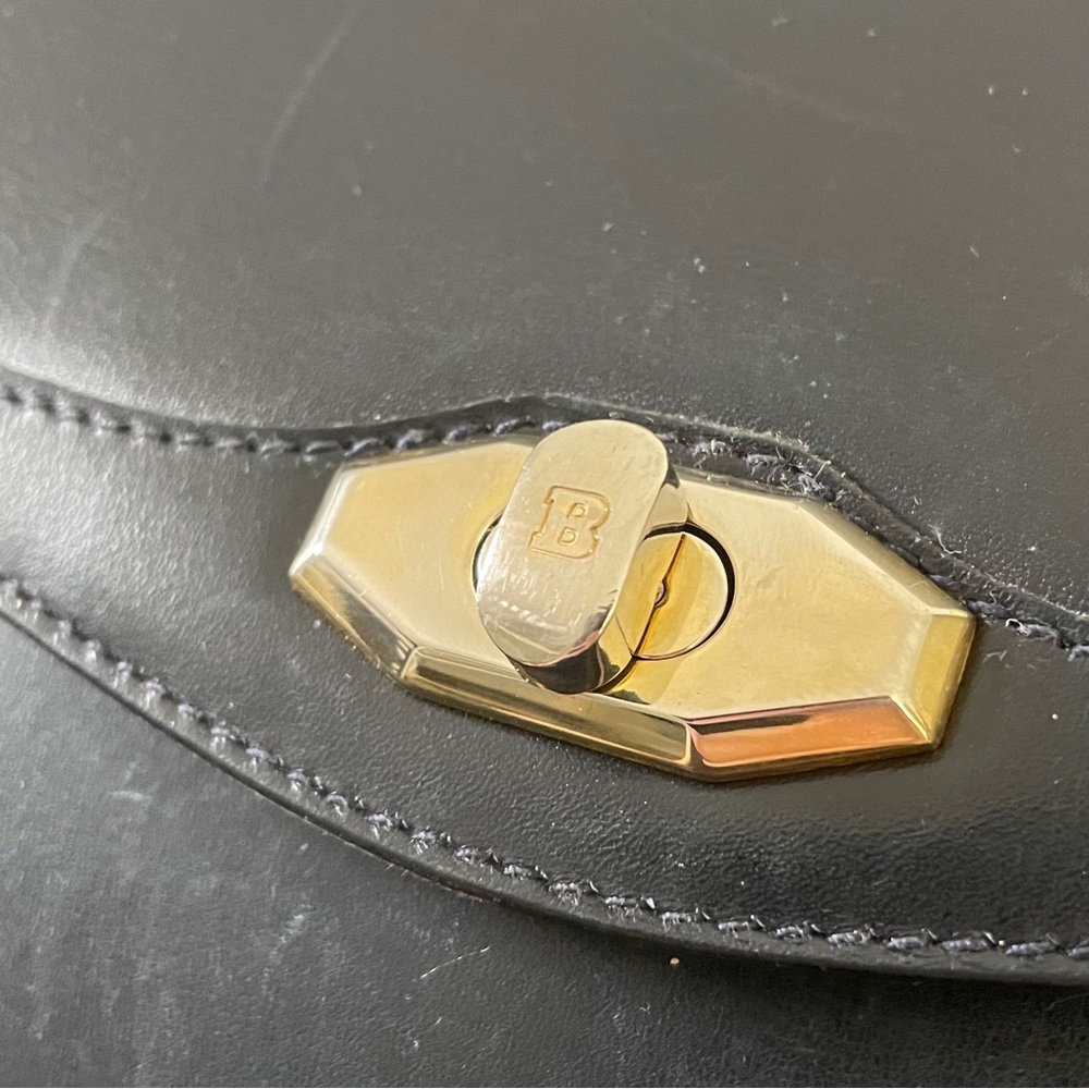 Bally vintage dark navy blue leather turnlock flap shoulder bag - Picture 6 of 14